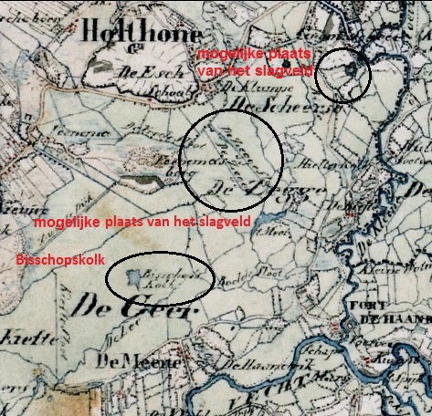 Locatie slagveld kaart uit 1835